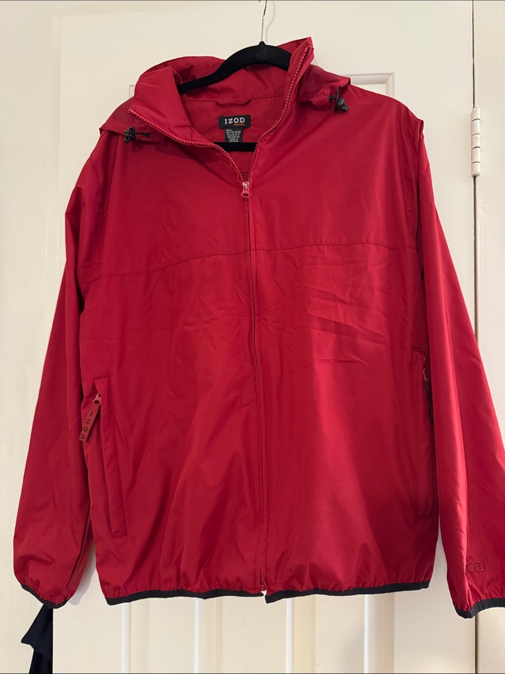 Izod Women’s Bright Red Full-Zip Windbreaker with Hood